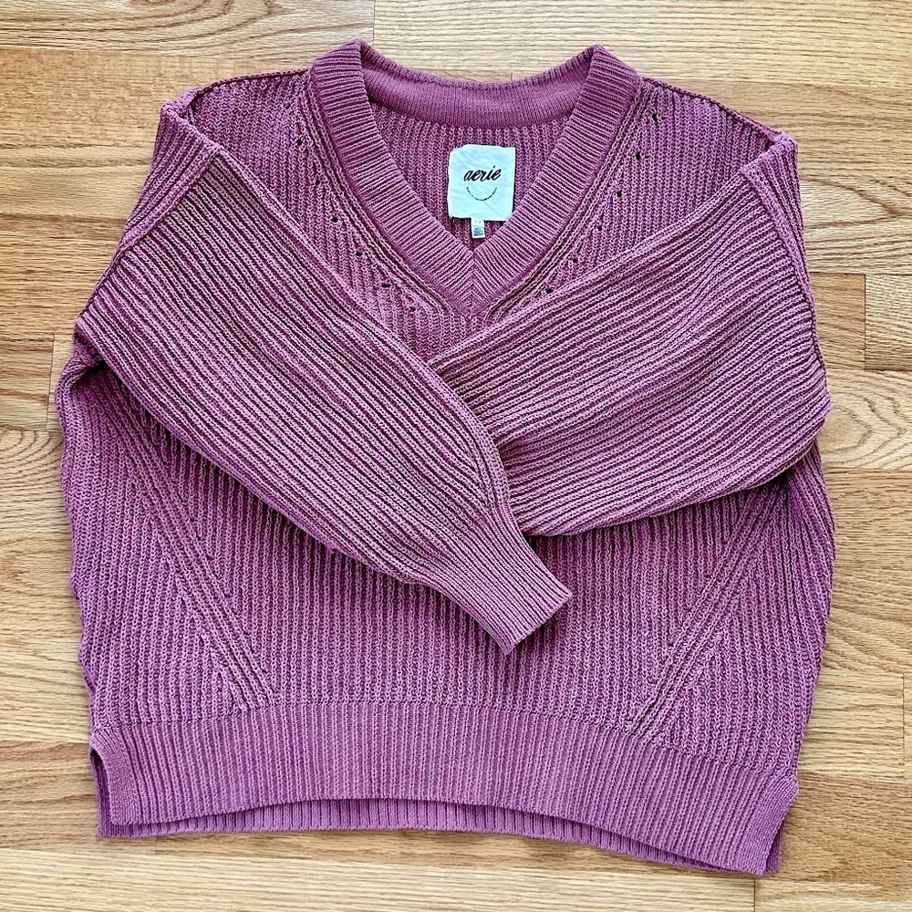 Aerie Beyond Chenille Oversized V-Neck Sweater
